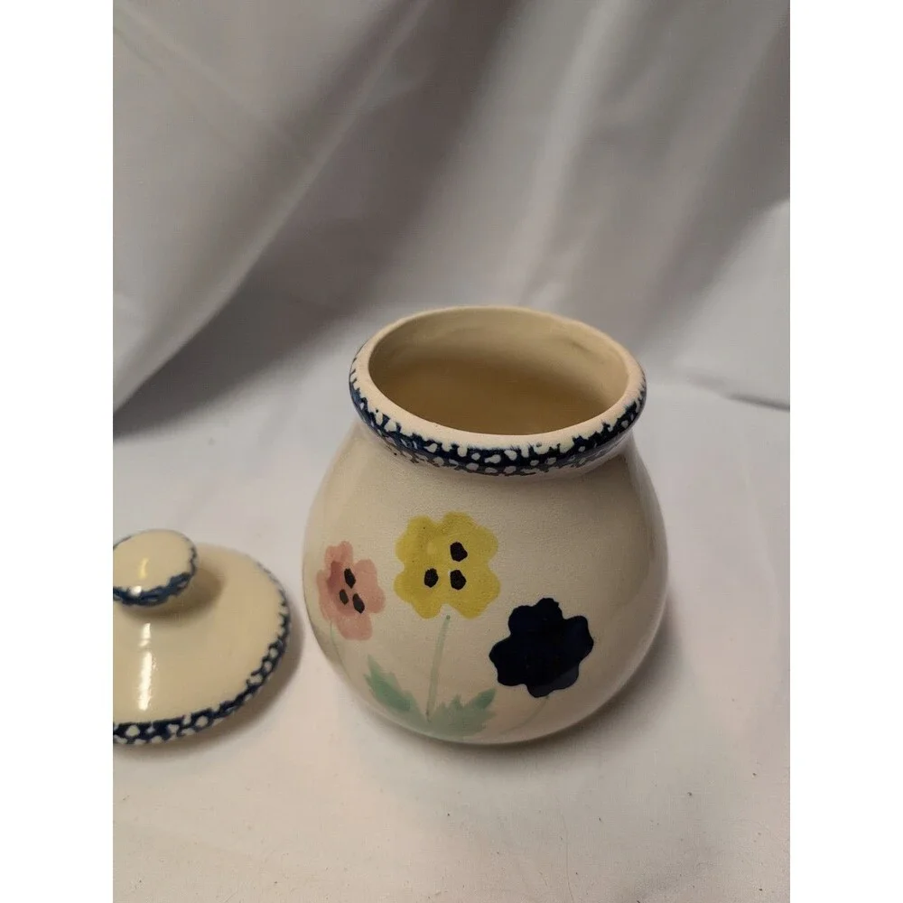 Vintage Spongeware Floral Canister World Bazaar Inc Made In China Vintage